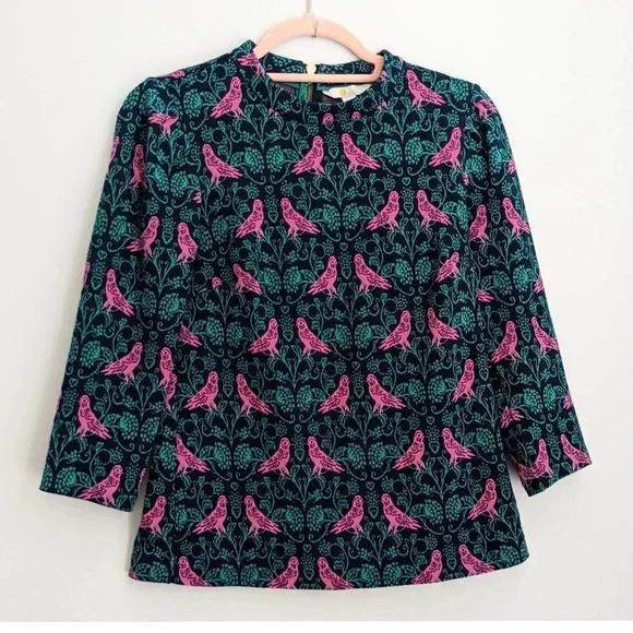 Boden Tops - Boden Aria Jersey Bird Print Top
